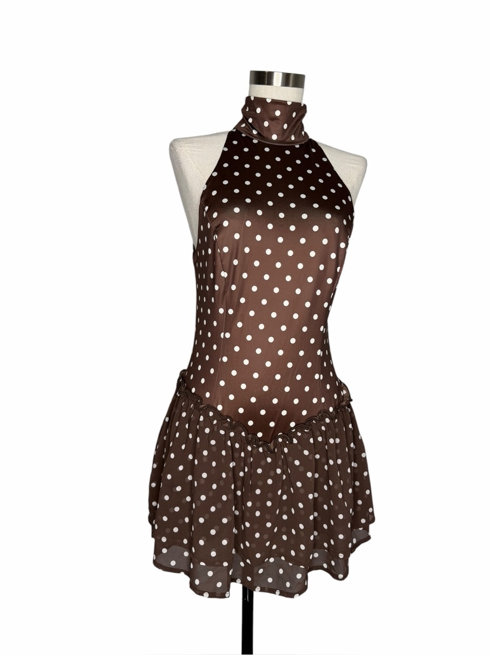 Unbranded Polka Dot Micro Mini Dress Dropped Waist Small/ Medium - Picture 2 of 8
